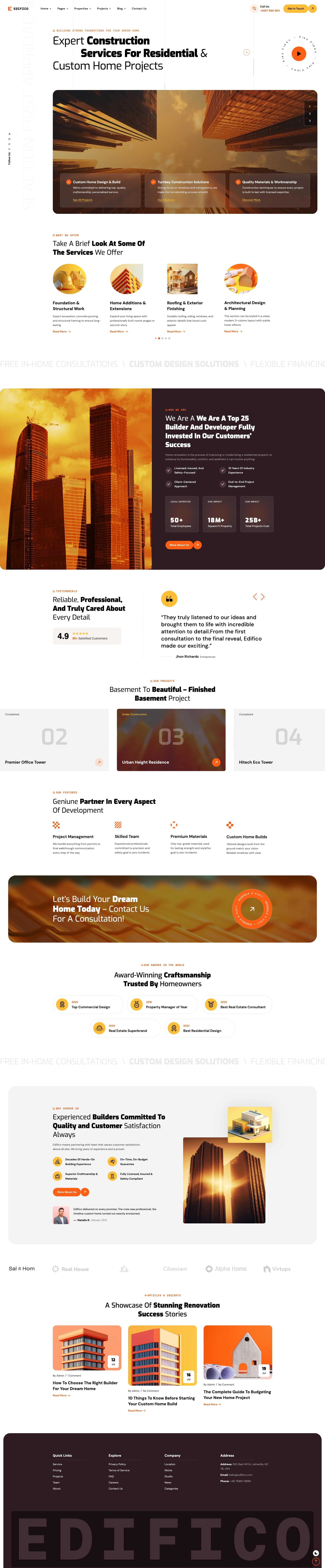 Edifico Construction — Custom Home Construction website template