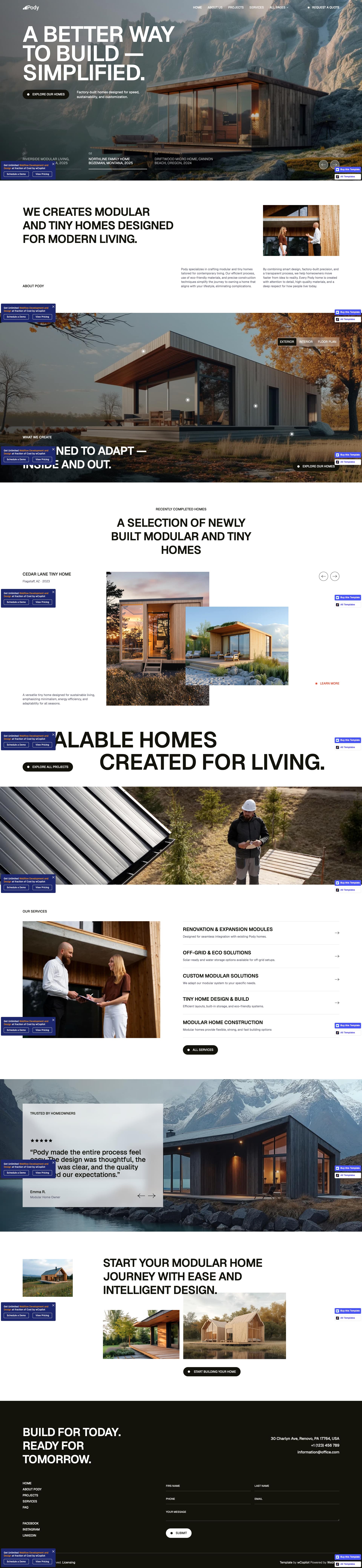 Pody — Modular & Tiny Homes website template